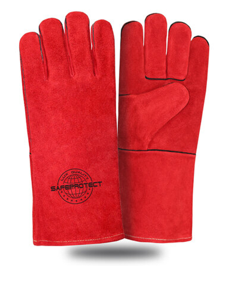 Краги спилковые Safeprotect ЯМАЛ красные (флисовая подкладка) р. 10,5