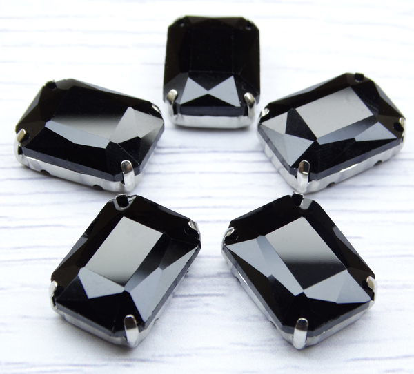 ПЦ016НН1318 Хрустальные стразы формы "октагон" в цапах, цвет: черный, размер: 13х18 мм, 3 шт.