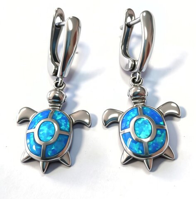 Ювелирные серьги из серебра 925 пробы,вставка опал синтетический