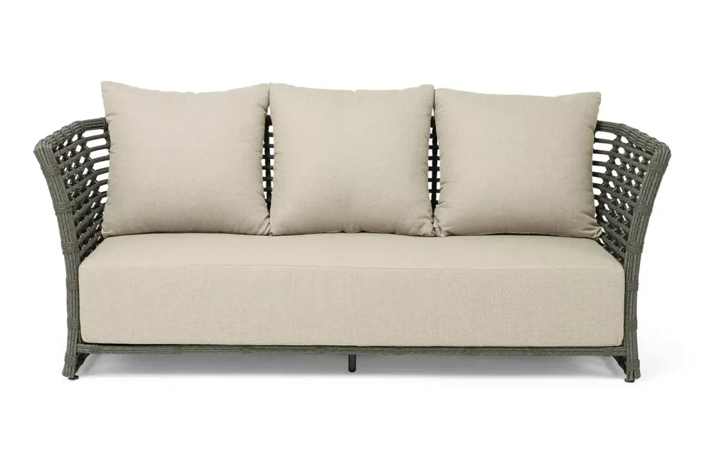 "Валенсия" диван из искусственного ротанга трехместный, цвет серый