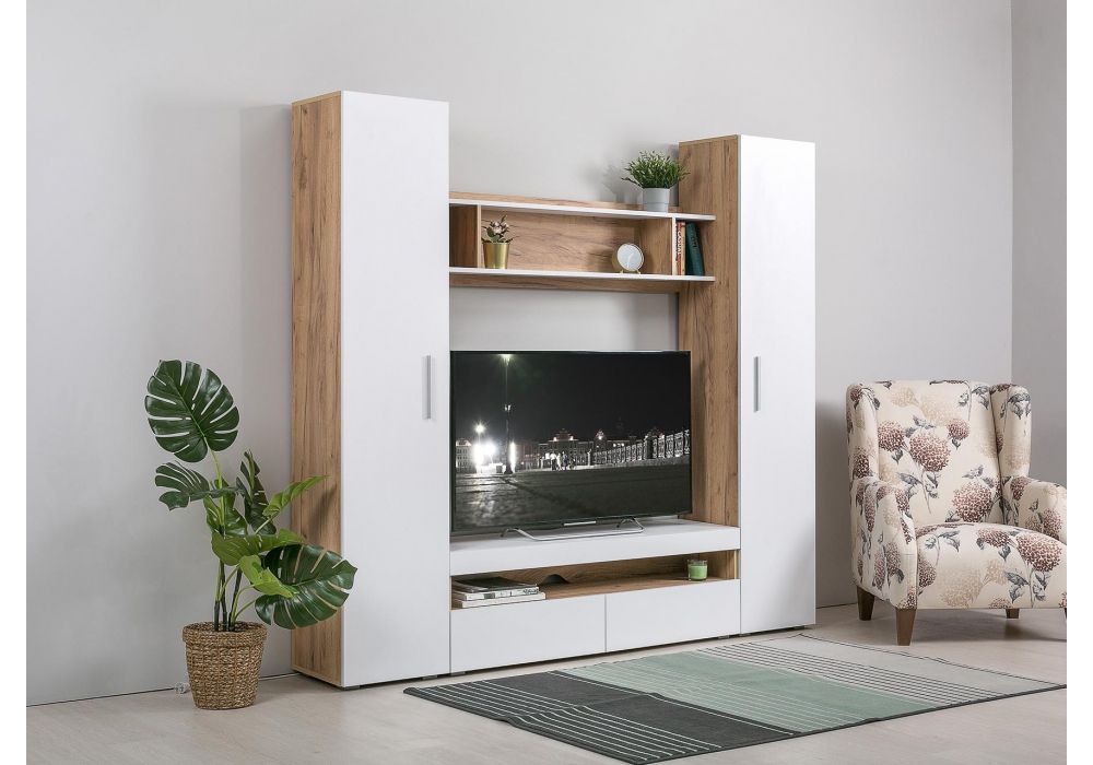 Гостиная Альба дуб золотой (craft) / белый премиум комплектация 2