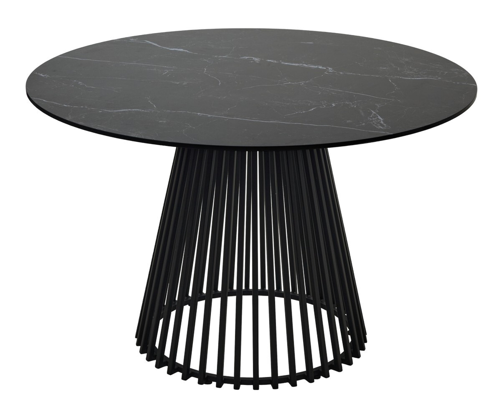 Стол TERNI 120 MATT BLACK MARBLE SOLID CERAMIC Черный мрамор матовый, керамика /Черн.каркас, ®DISAUR