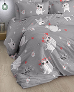 Постельное белье 1 5 спальное, бязь, наволочки 70х70, 100% хлопок, постельное белье для девочки, постельное белье с котиками