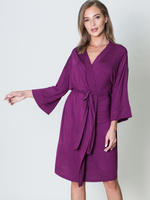 Элегантный женский халат с поясом (Размер: M) (Цвет: фиолетовый)
