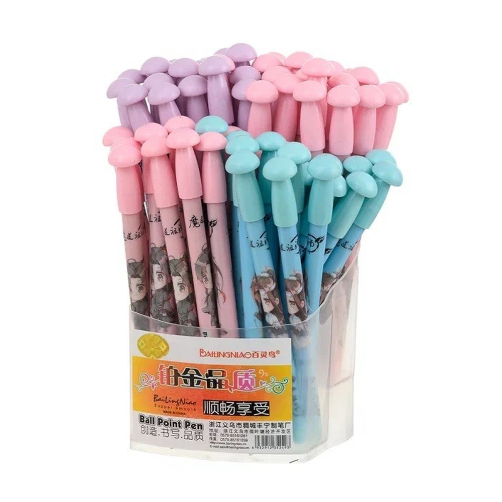 Ручка шариковая, Basir, синие чернила, с фигурным колпачком, серия "ДЕВОЧКА ", разноцветный корпус, 70 шт