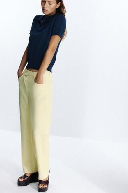 ZARA ДЖИНСЫ Z.02 STRAIGHT ANKLE С ВЫСОКОЙ ПОСАДКОЙ И ПЕРЕКРЕСТНОЙ ТАЛИЕЙ, ЖЕЛТЫЙ