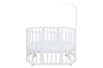 Детская кроватка Ellipsebed с продольным маятником на колесиках Белая