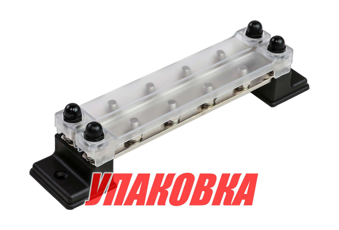 Колодка распределительная электромонтажная с защитной крышкой, 2 планки по 6 контактов (упаковка из 2 шт.)