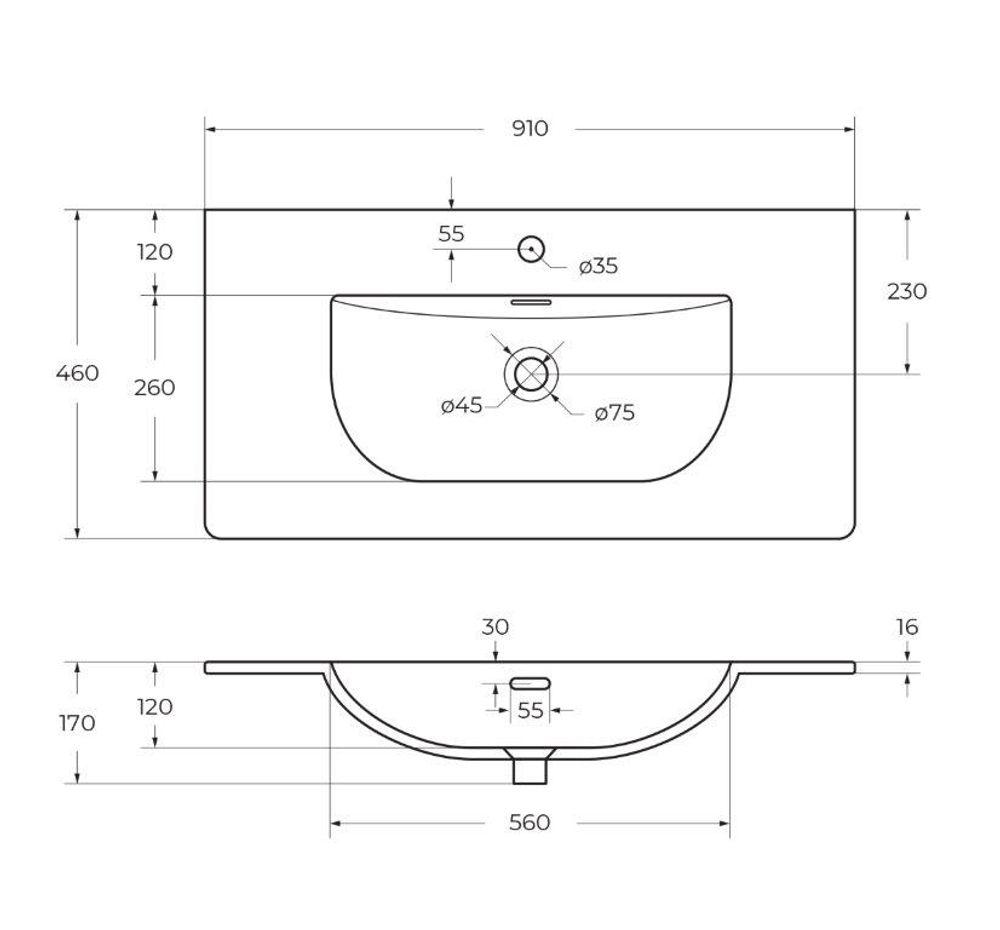 Тумба с раковиной подвесная BelBagno MARINO-CER-N-900-2C-SO-BO-P Bianco Opaco, раковина белая BB-8099-90