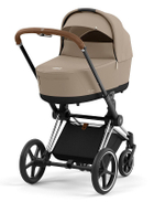 Коляска 3 в 1 Cybex Priam IV Chrome Brown complete и автокресло Aton S2 i-Size Ocean Blue Cozy Beige
