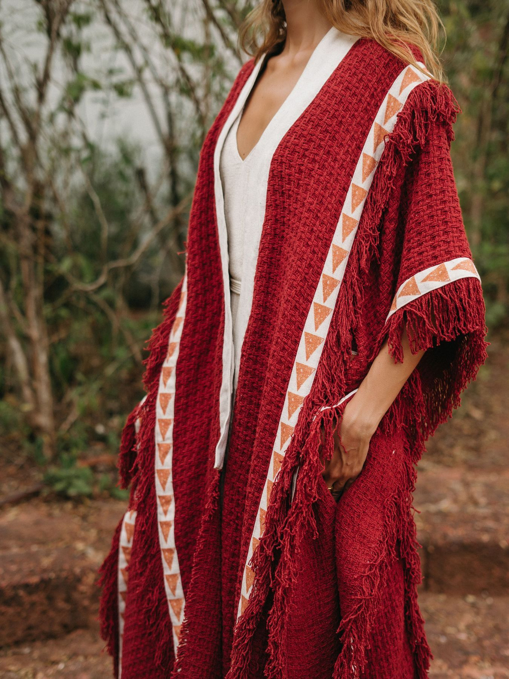 Berber пальто-пончо (красная охра)