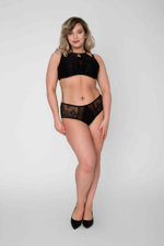 Бюстгальтер-топ с мягкими чашками +size и кружевом (Размер: 70K) (Цвет: черный)