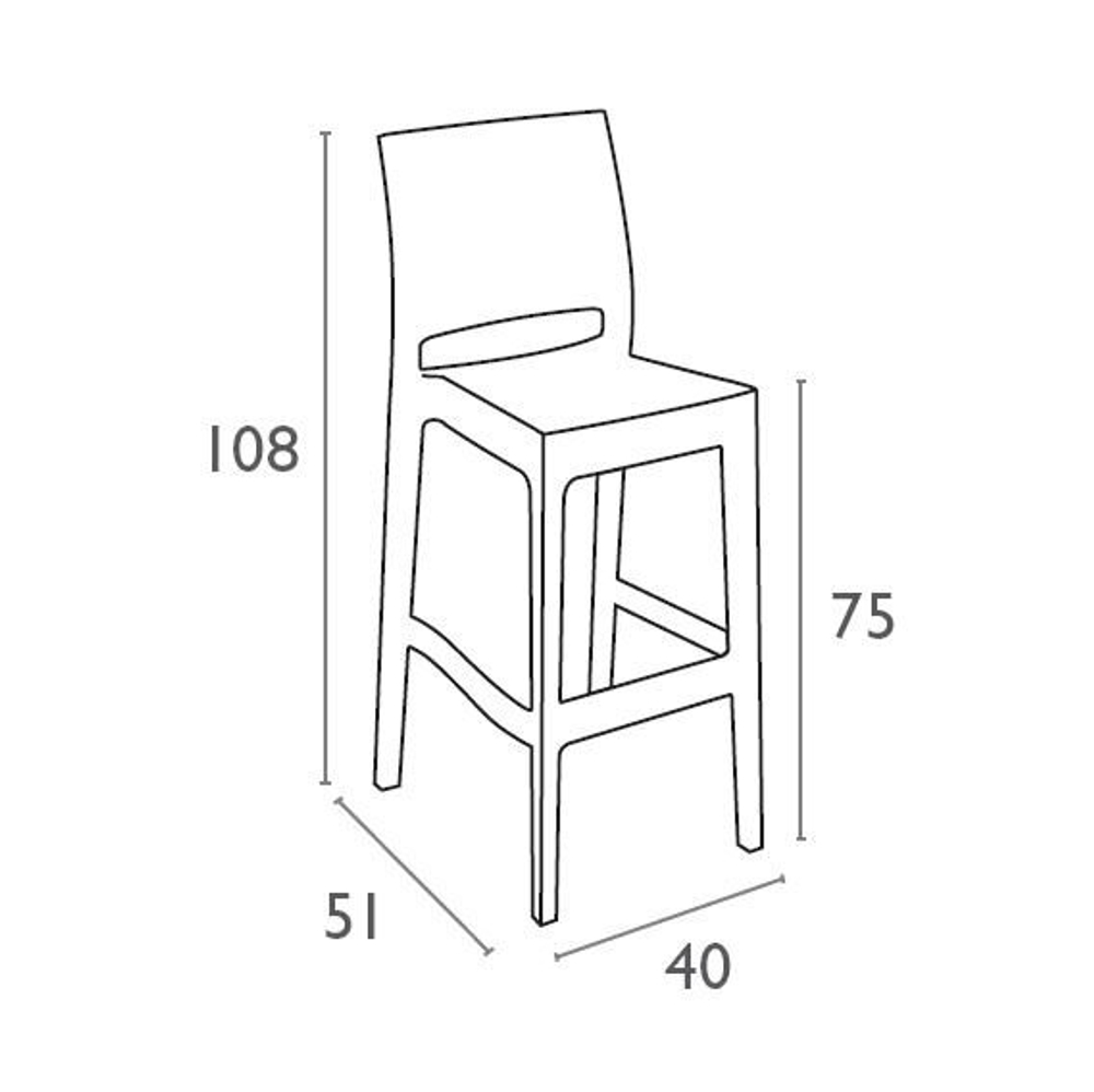 Стул пластиковый барный, Siesta Contract Jamaica, коричневый