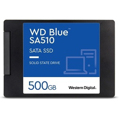 Жесткий диск SSD 2.5" 500Gb Western Digital BLUE SA510, 560/510MBs, 82000 IOPS, 3D TLC, SATA-III (WDS500G3B0A)
