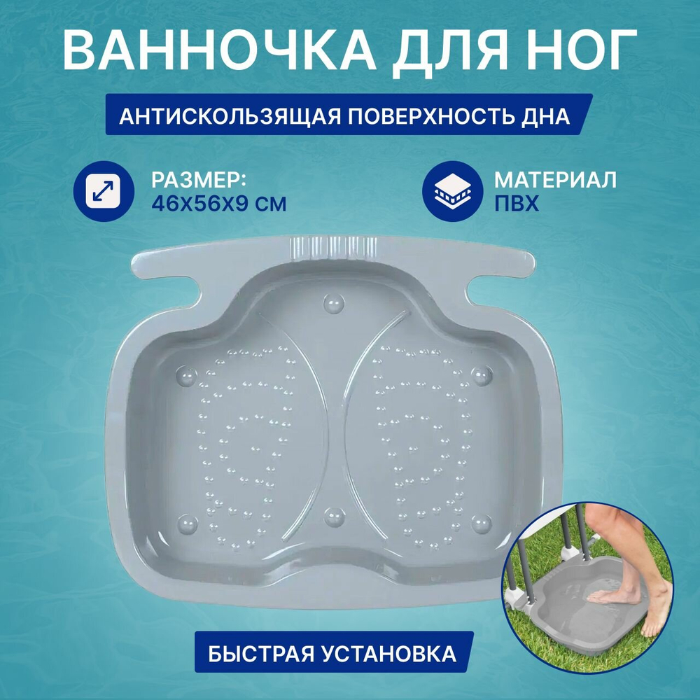 Ванночка для ног Intex 29080 перед бассейном / Поддон для ополаскивания ног под лестницу Интекс пластиковый серая
