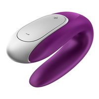 Фиолетовый вибромассажер 8,6см для пар Satisfyer Double Fun