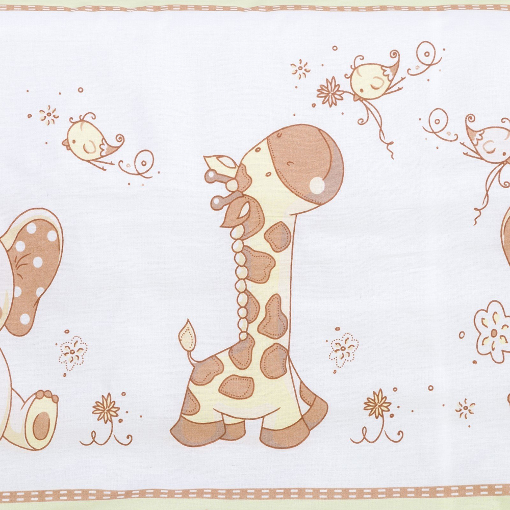 Комплект в кроватку 6-ти предметный. "Жираф и слоненок", зеленый