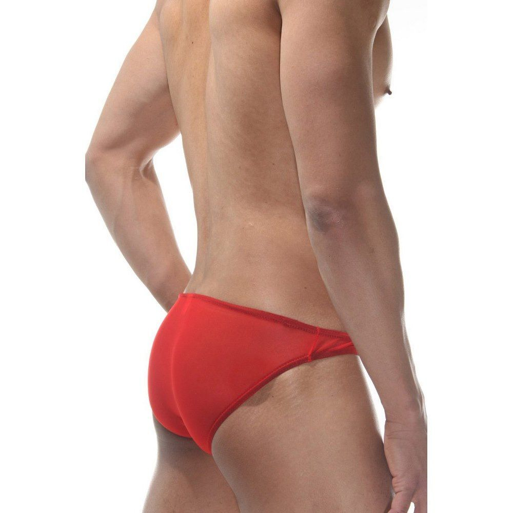 Красные мужские трусы-слипы из полупрозрачного материала (Размер: L) (Цвет: красный)