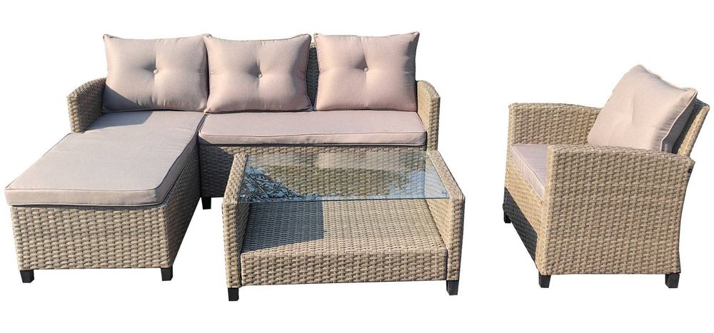 "Атланта" лаунж-зона из искусственного ротанга, цвет соломенный