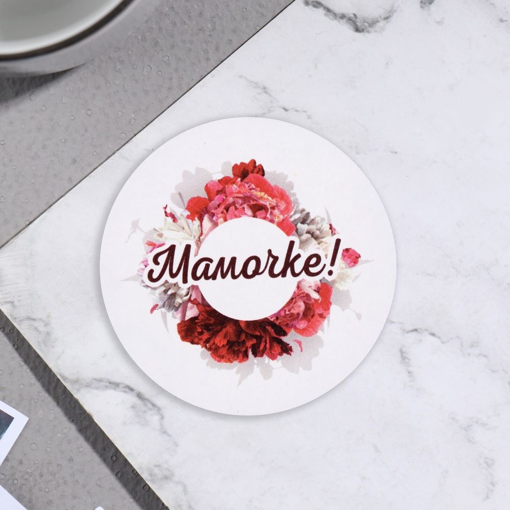 Стикер на цветы и подарки &quot;Мамочке!&quot; красные розы, 5х5 см, 1 шт