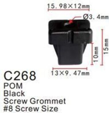 Клипса для крепления внутренней обшивки а/м Тойота пластиковая (100шт/уп.) Forsage клипса C0268(Toyota)