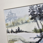 Картина авторская акварельная в паспарту 21х30 см на стену для интерьера "Речка"