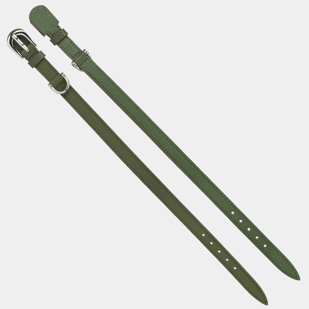 Ошейник Jumbo 13 мм из кожи сафьяно, цвета хаки