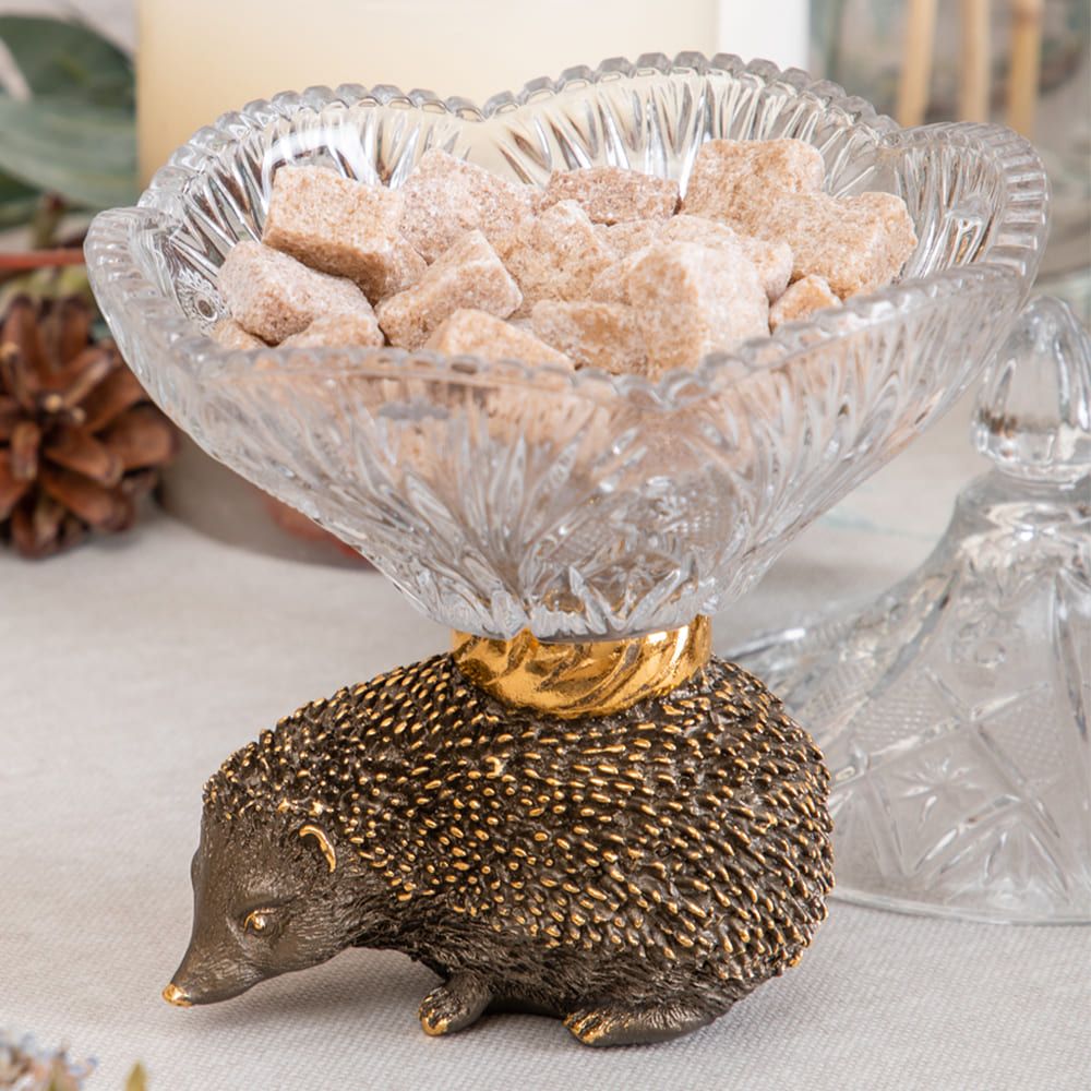 Сахарница стеклянная с крышкой Ежик Барб Бронза