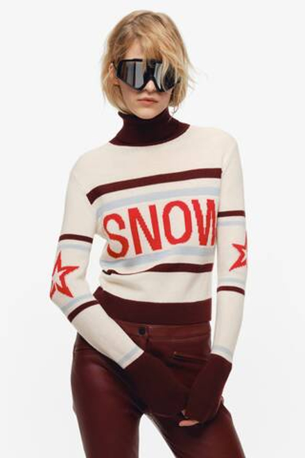 H&M Шерстяной свитер с принтом, кремовый