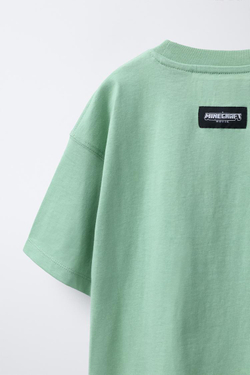 ZARA ФУТБОЛКА С ПРИНТОМ MINECRAFT © MOJANG AB. ™, ОТТЕНКИ ЗЕЛЕНОГО