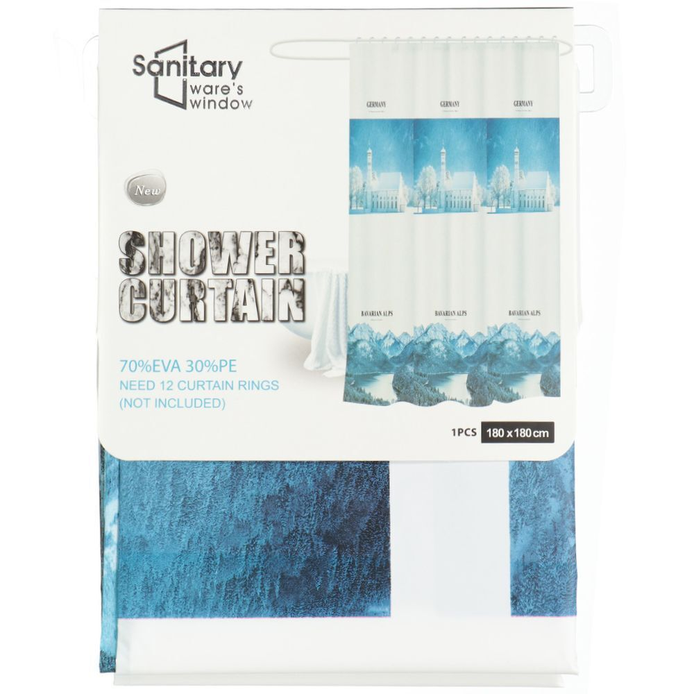 Штора для ванн 180х180 см, ПЭ, Морская, с кольцами, Y3-577