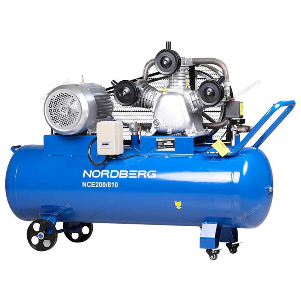 NORDBERG (NCE200/810) Компрессор 3-х поршн., ременной, чугунная головка, 380В, ресив. 180л, 800л/мин