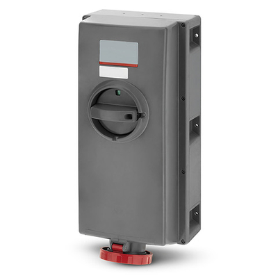 Розетка настенная с мех-ой блокировкой, автоматическим выключателем с теплоэлектромагнитным расцепителем и боковым расположением раз