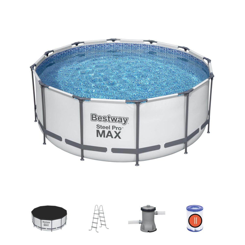 Каркасный бассейн Bestway 366х122 см + фильтр-насос 2006 л/ч, тент, лестница (56420 BW)