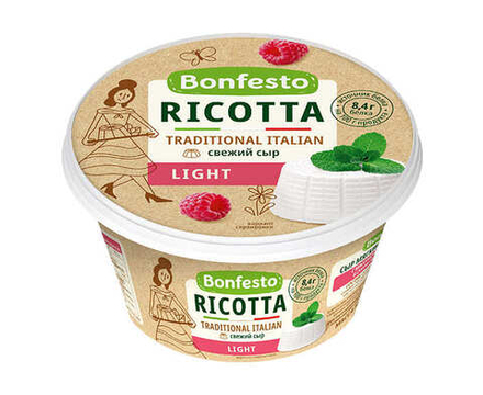 Сыр мягкий "Ricotta Light" 250г. Bonfesto