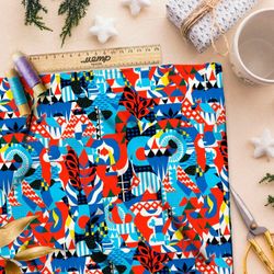 Ткань премиум шелк искусственный Армани графические мотивы