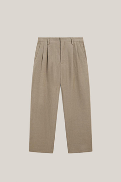 Massimo Dutti Льняные брюки с двойными вытачками - Limited Edition, хаки