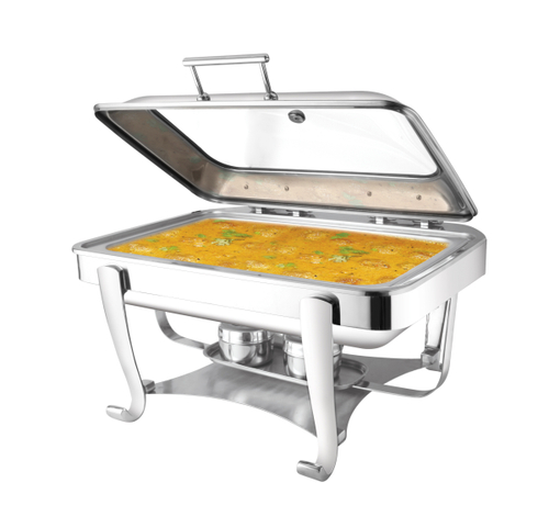 Мармит настольный (чефиндиш) прямоугольный cо стекл крышкой 12л, 37x44x27см,Opulent OP/0/1/12/CP