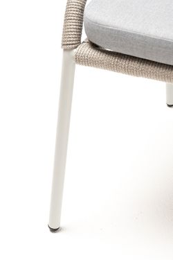 "Милан" стул плетеный из роупа, каркас алюминий светло-серый (RAL7035) муар, роуп серый меланж круглый, ткань светло-серая