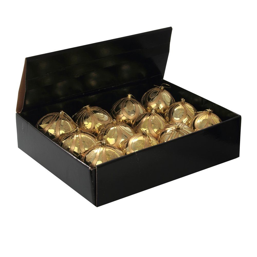 GAEM Набор из 12шт Украшение новогоднее Шар "Золотой вензель", D10 см, L43 W33 H10,5 см