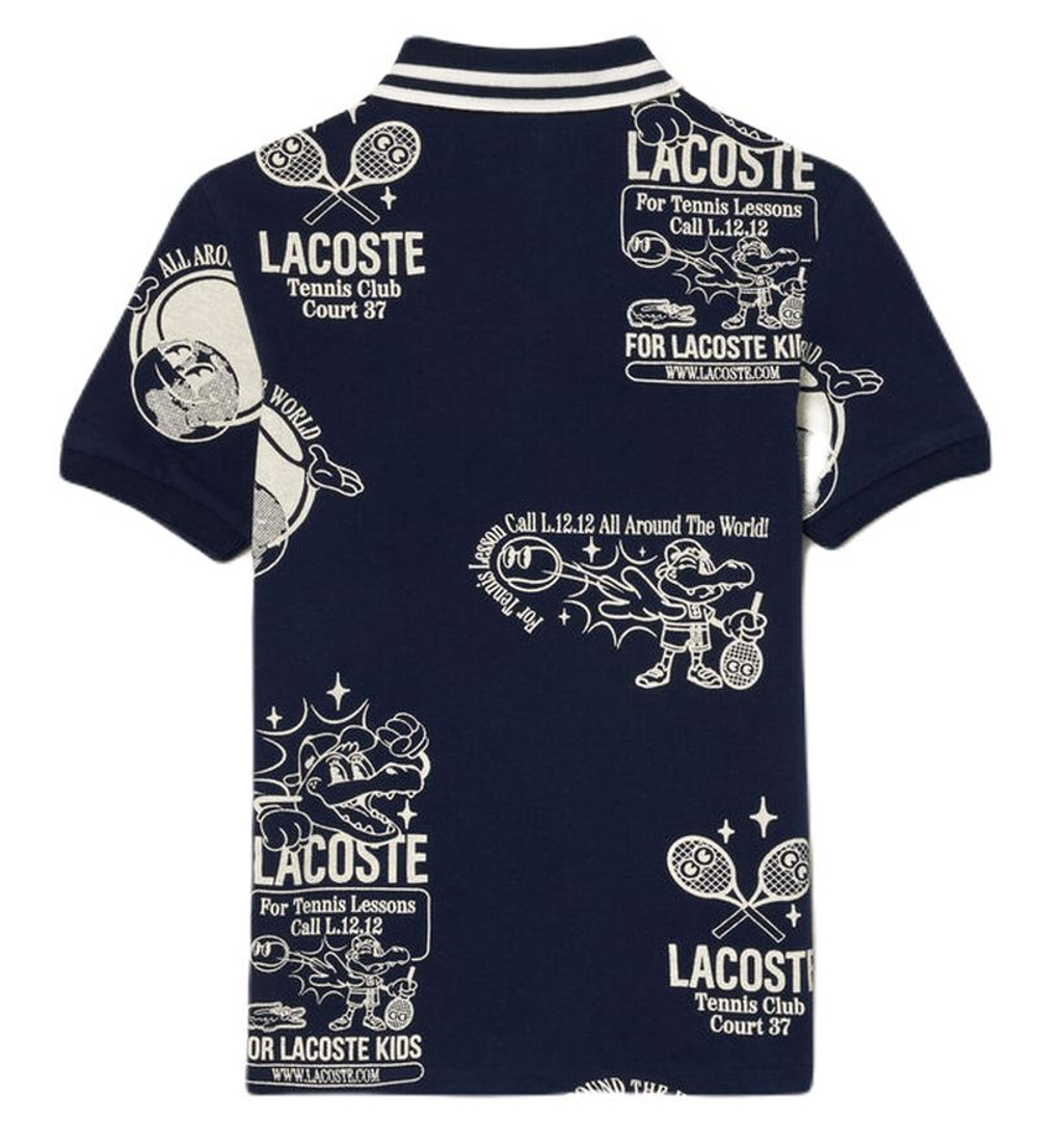 Футболка для мальчика теннисная Lacoste Graphic Print Cotton Polo - navy blue/white