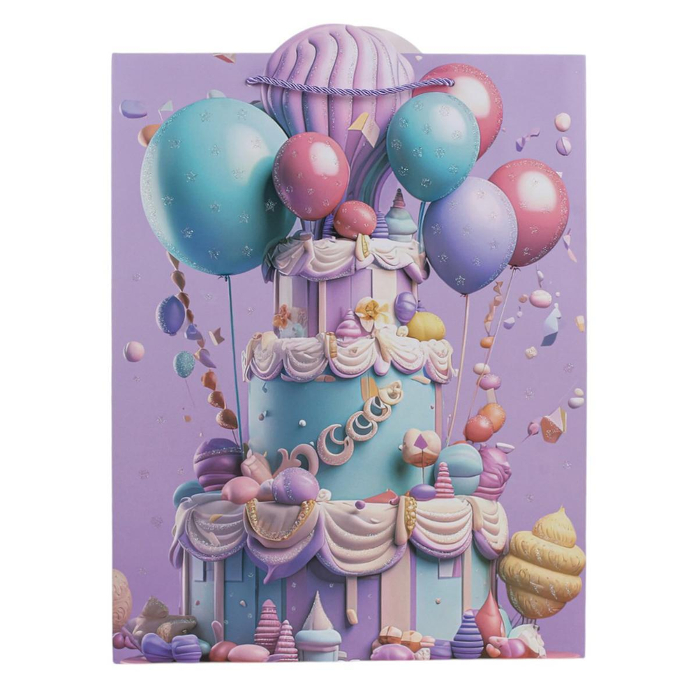 Пакет подарочный "Праздник" 30*39*11см, тисн.серебр,ручки-шнурок,4 диз.