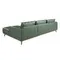 Угловой диван с правым шезлонгом 6199/5607-R-M5677 из зеленой кожи