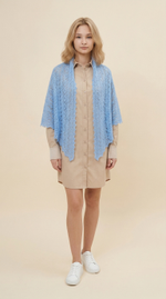 Оренбургский пуховый палантин П3-12040-04 голубой