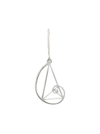 Серьги Золотое сечение Фибоначчи из серебра, правая, вид спереди