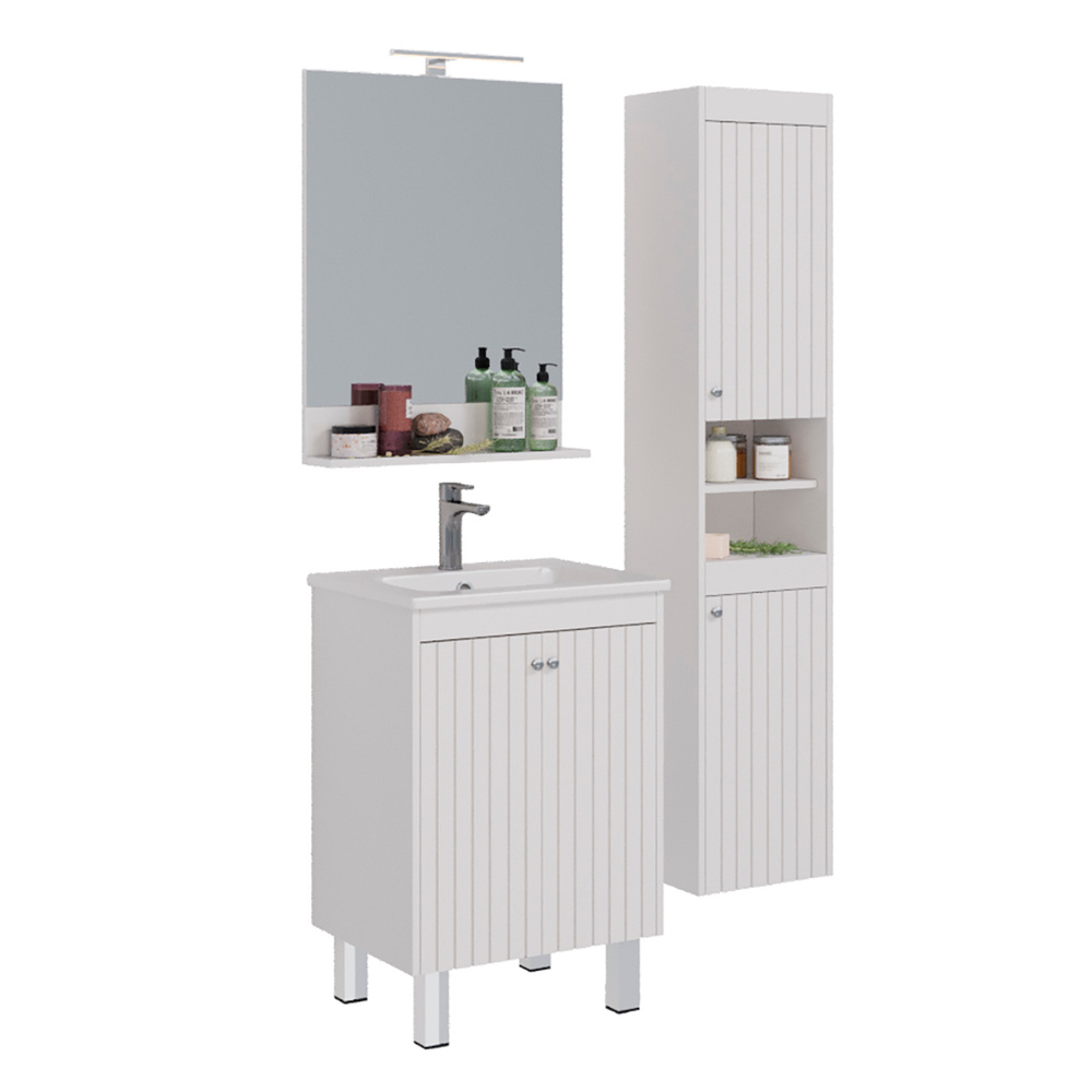 Зеркало Lemark ROMANCE 60 см с полкой, белый глянец