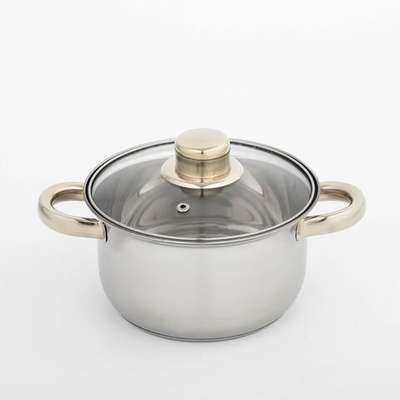 Кастрюля из нержавеющей стали с крышкой Доляна «Роскошь», 1,5 л, d=17 см (Цвет: не задано)