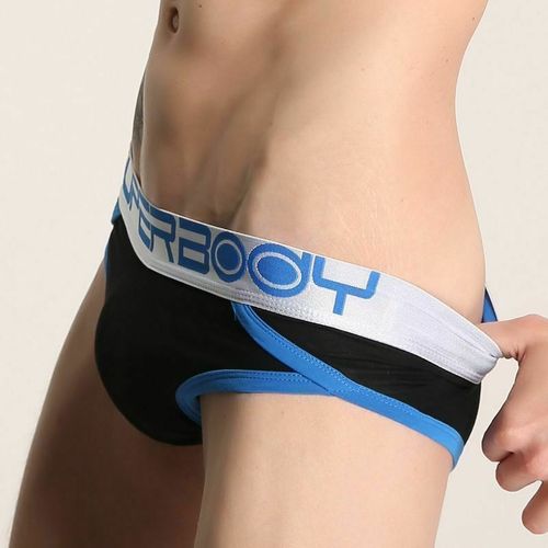 Мужские трусы брифы черные с серебристой резинкой Superbody Black Brief
