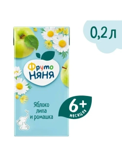 Сок детский ФрутоНяня, из яблок с липой и ромашкой, 0,2 л