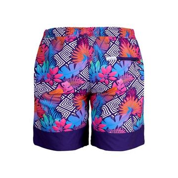 Мужские шорты для плавания баклажановые с разноцветным принтом DOREANSE 3823
